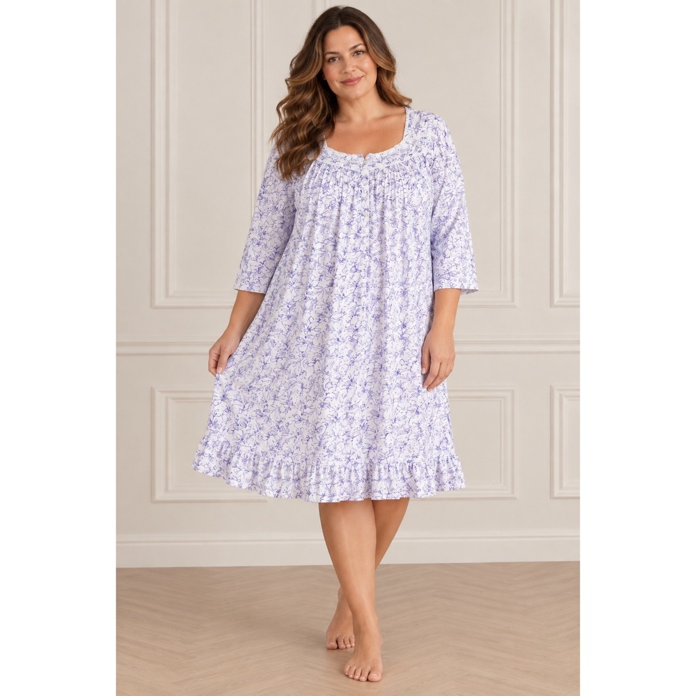 EILEEN WEST Floral Brushed Cotton Flannel Nightgown 3X Romantic Cottage Trad